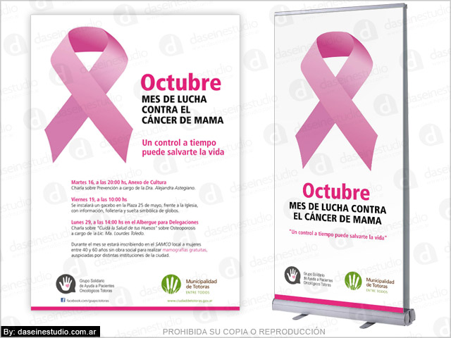 Diseño de banners autoportantes para campaña de prevención Cáncer de mamas