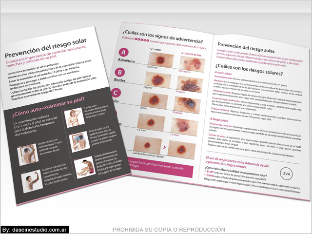 Diseño de folletos informativos prevención Cáncer de piel