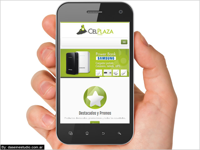 Diseño web responsive CelPlaza Store Rosario - Vista en SmartPhone