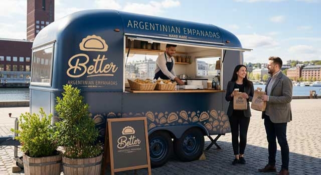 Diseño de logotipo fastfood empanadas Oslo Noruega