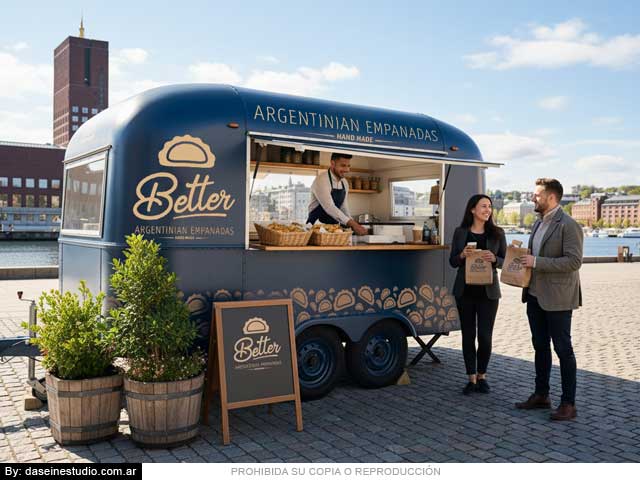 Branding sobre Foodtrack: Better Empanadas Argentinas Diseño de foodtrack para FastFood de Empanadas Argentinas en Oslo Noruega
