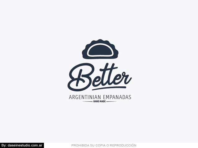 Logotipo Better Empanadas Argentinas en Oslo, Noruega (blanco y negro) Diseño de Logotipo Fastfood de empanadas - Versión en blanco y negro o de 1 con fondo claro